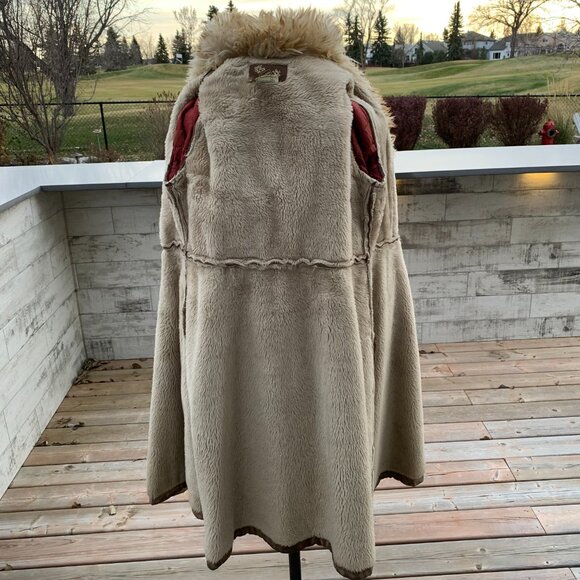 Vintage 70s Sears Suede Penny Lane Coat Faux Fur Collar Lined Belted Overcoat - Picture 6 of 16